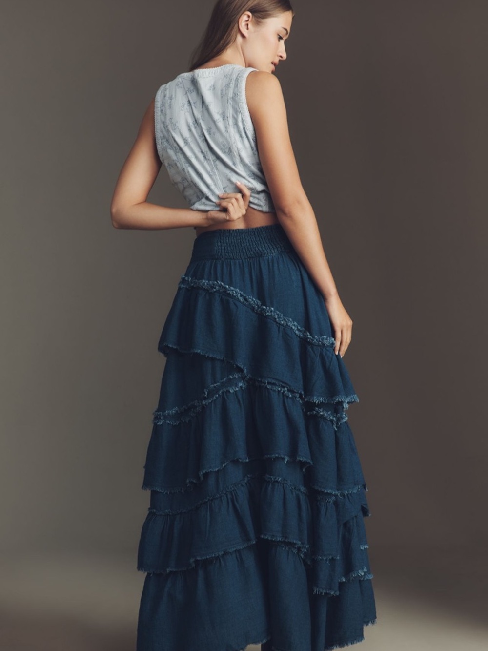 Pilcro Asymmetrical Ruffled Tiered Maxi Skirt - Picture 3 of 9
